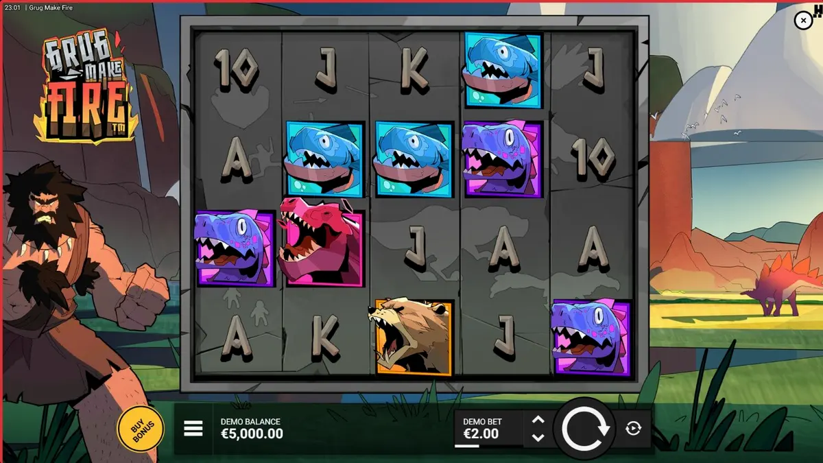 Grug, karakter utama dalam slot Grug Make Fire dari Hacksaw Gaming